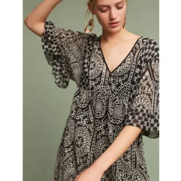 Anthro AKEMI + KIN Brooke Embroidered Eyelet Swing Dress size 4 Anthropologie - Picture 7 of 8
